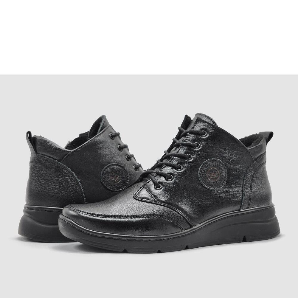 NEW HELIOS women's metis fleece-lined zip-up leather boots in black